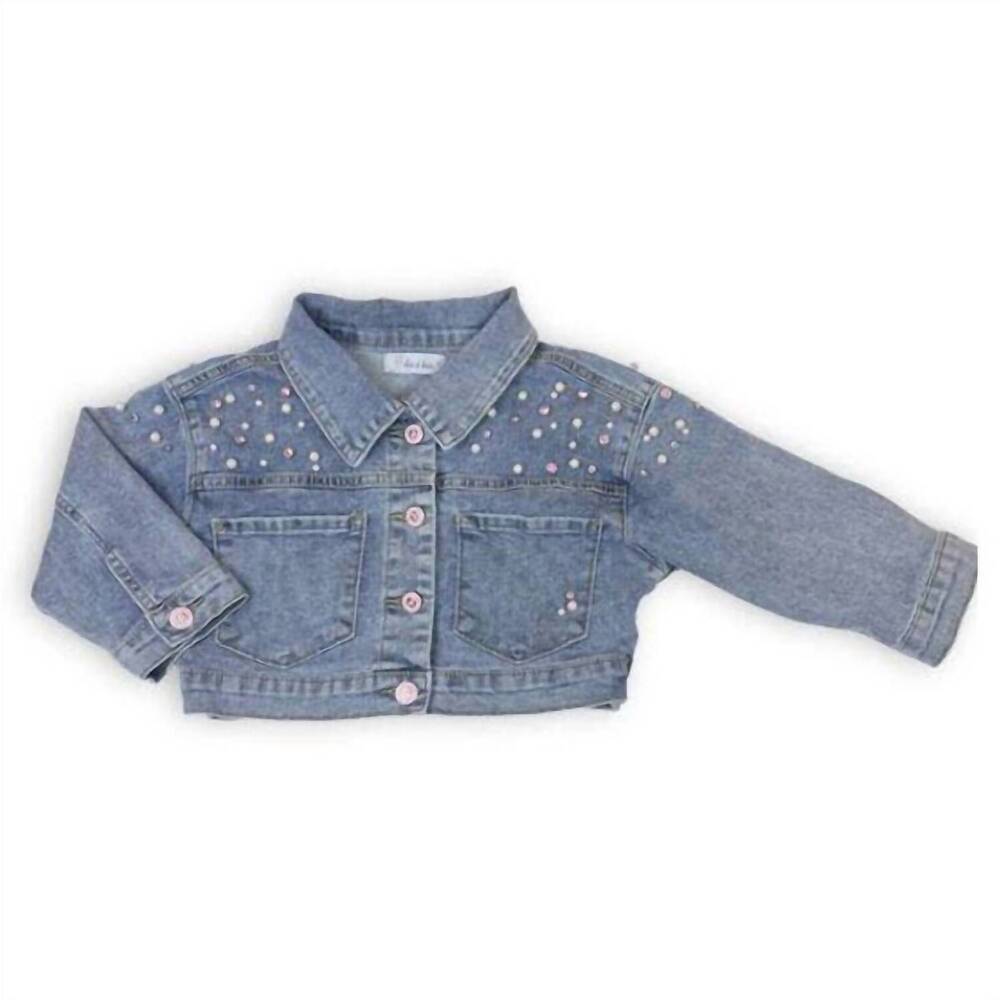NEW DOE A DEAR kids embellished denim jacket in blue
